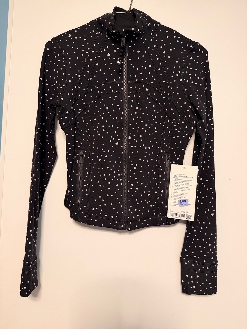 lululemon athletica Black Polka Dot Crop Define Jacket - Size 4